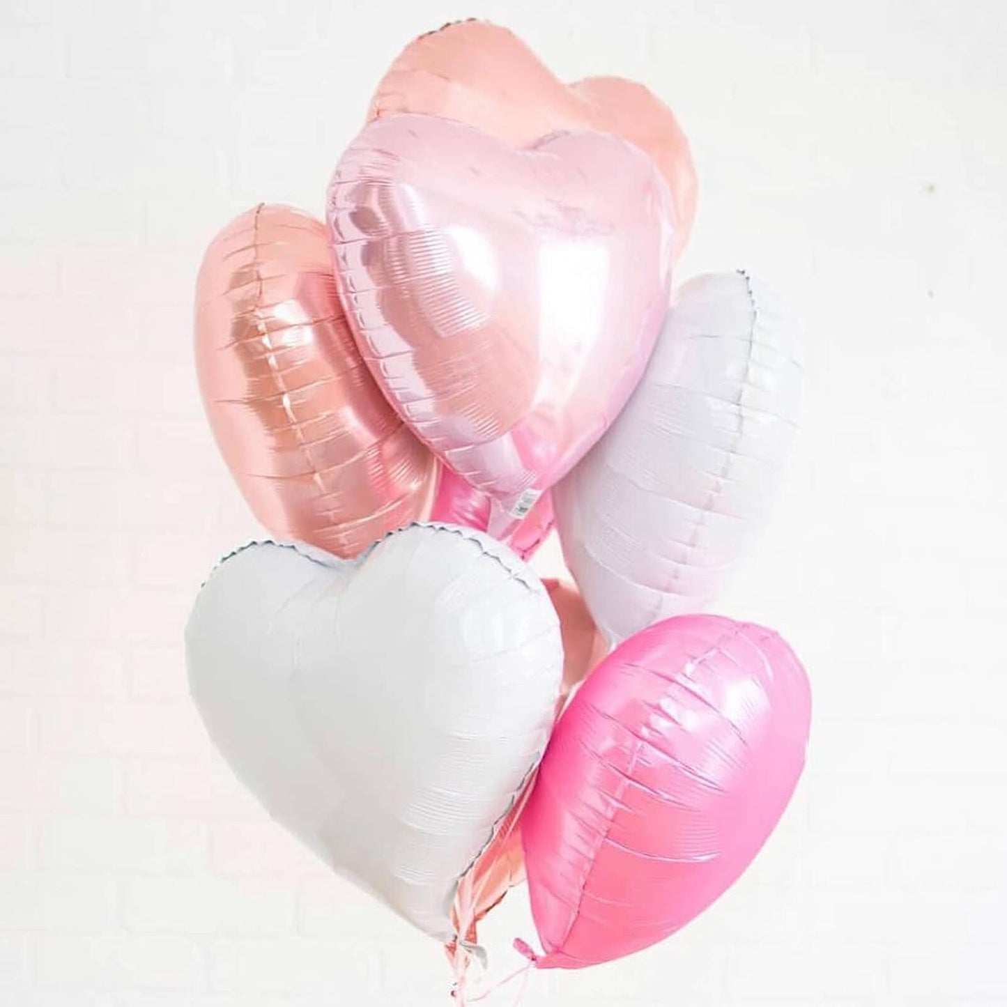 10Pcs Grey White Foil Heart Shaped Balloons 18 Inch Mylar for Baby Shower, Wedding, Valentine Decorations - Love Party Decor