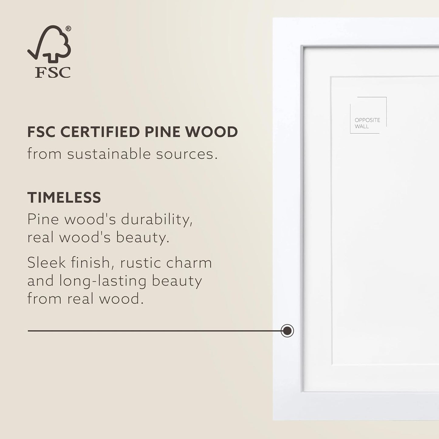 Opposite Wall - 18x24 in - White Solid Wood Picture Frame - Lightweight, Versatile & Shatterproof - Wall Hanging Poster or Photo Frame - Wall Decor for Office, Gallery & Home