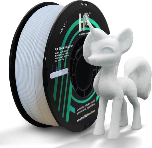 Glitter PLA Filament, Twinkling 3D Printer Filament, PLA Filament 1.75mm Dimensional Accuracy +/- 0.02mm, 1KG Spool (2.2 lbs), Fit Most FDM Printer (Glitter White)