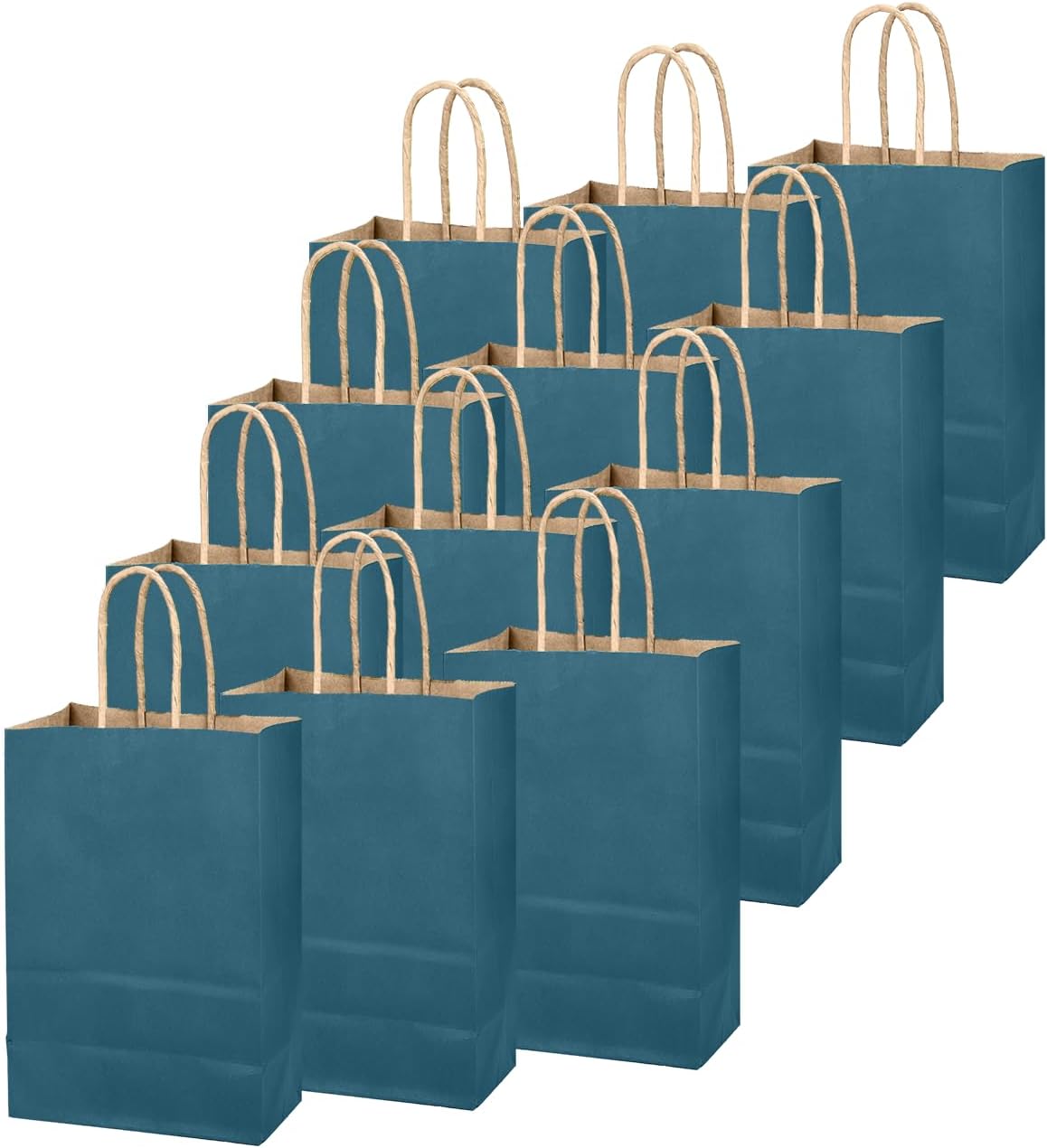 qiqee Classic Blue Gift Bag with Handles Bulk 24Pcs Paper Bags -8.3"x6"x3. 15" Party Favor Bags - Solid Color