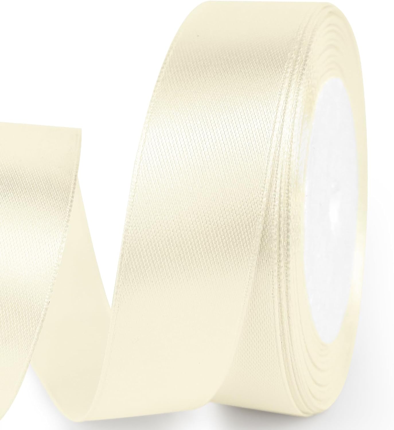 1" x 25 Yards Satin Ribbon, Ivory Silk Ribbon Ideal for Gift Wrapping, Floral Bouquets, Crafts, Wedding Party Decorations, Christmas and Sewing Projects