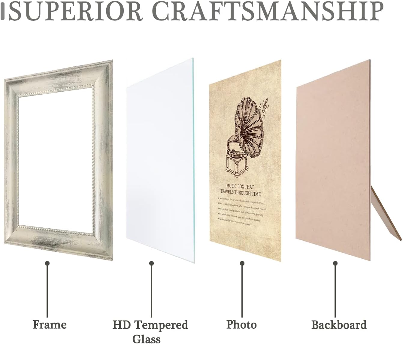 4×6 Picture Frame Set of 4,Vintage Photo Frame, Rustic Retro Picture Frame with Tempered Glass, Decorative Art on Walls and Tabletop Placement Family Friends Wedding Gift