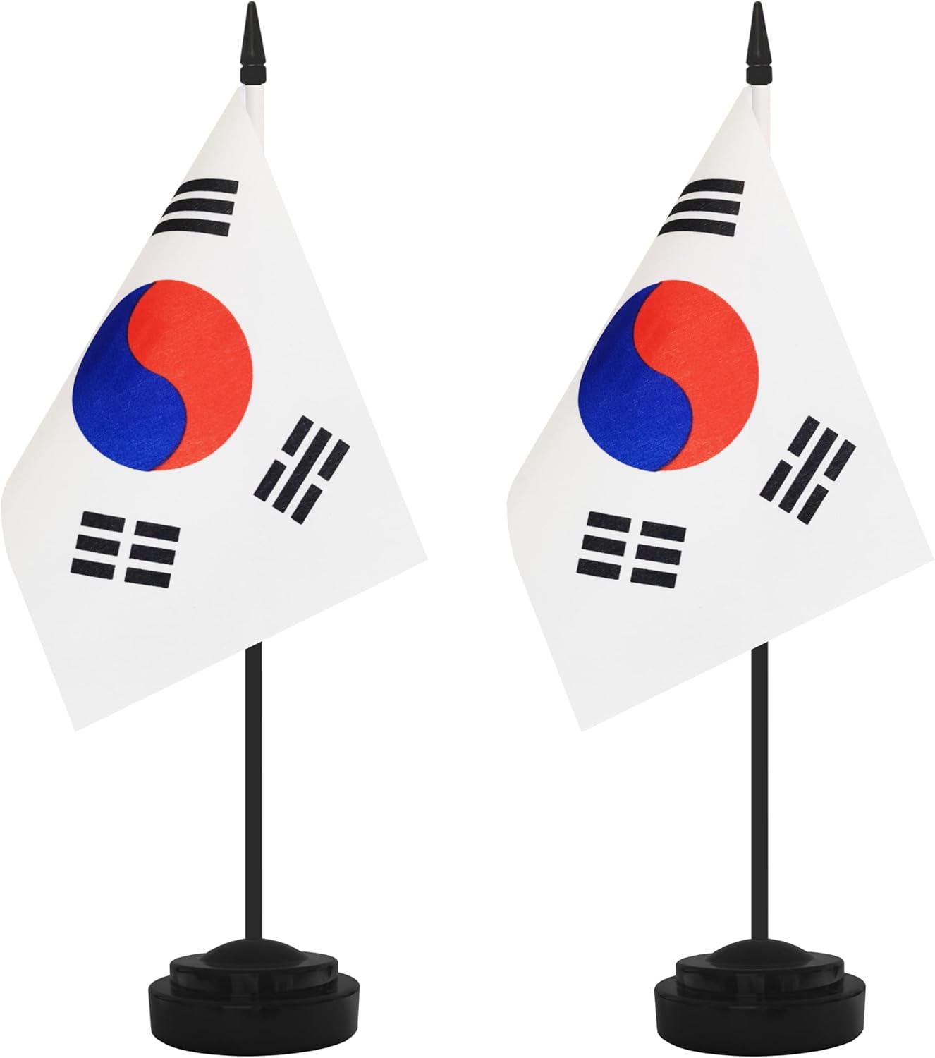 2 Pack Korea Desk Flag Set, Korean Desktop Small Miniature Table Office Flag with 12" Black Pole and Black Base, Offices, Classroom, Home, Festival Decoration (Korea)