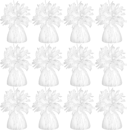 Metallic Balloon Weights, Birthday Party Favors, Novelty and Gag Gifts, 5.5" Inches, 12-Pack (White)