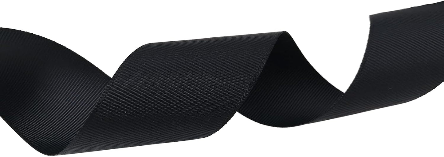 Jesep One Roll 50 Yards Soild Grosgrain Ribbon Boutique Gift Wrapping Package Ribbon, DIY Crafts Bow Hair Headband Accessories Assorted Ribbon#30 (1 1/2" 38mm, Black)