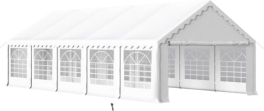 HERA'S PALACE 16'x 32' Outdoor Tents for Parties Large Canopy Tent with 12 Removable Sidewalls Heavy Duty Party Tent for Graduation Wedding and Birthday (White)