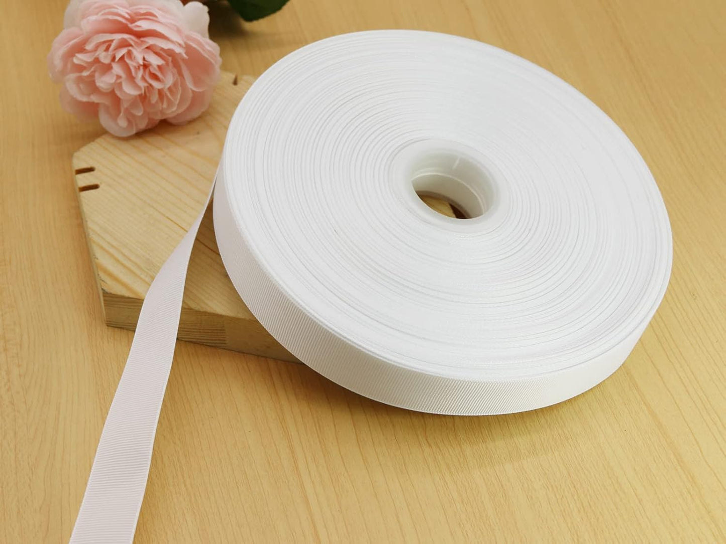 Jesep One Roll 100 Yards 1" Soild Grosgrain Ribbon Boutique Gift Wrapping Package Ribbon, DIY Crafts Bow Hair Headband Accessories Assorted Ribbon#29(1" 25mm, White)