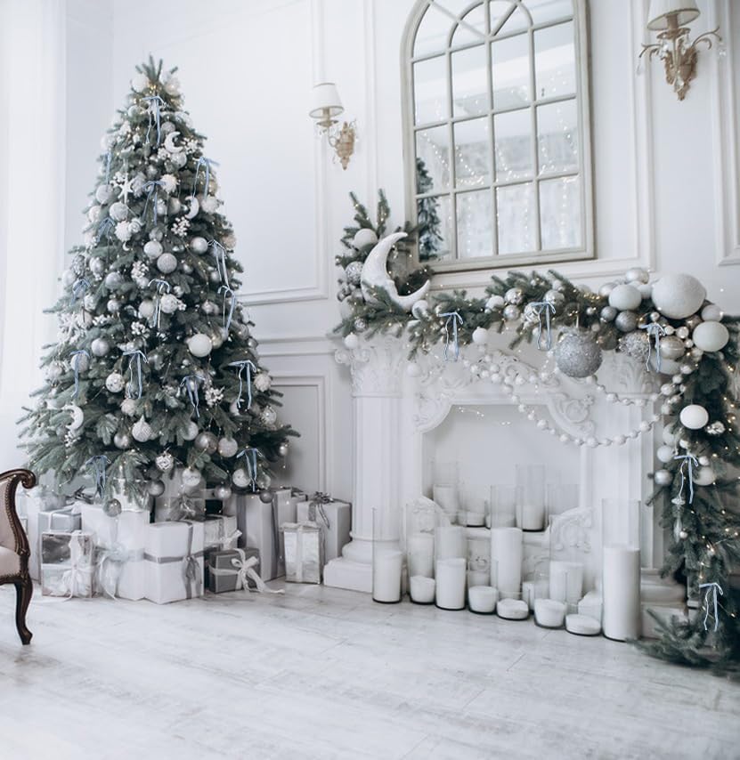 Light Blue Christmas Velvet Ribbon for Tree, Gift Wrapping, Flower Bouquet, Wreath Decorations, Bow Making 3/8'', 25 Yards