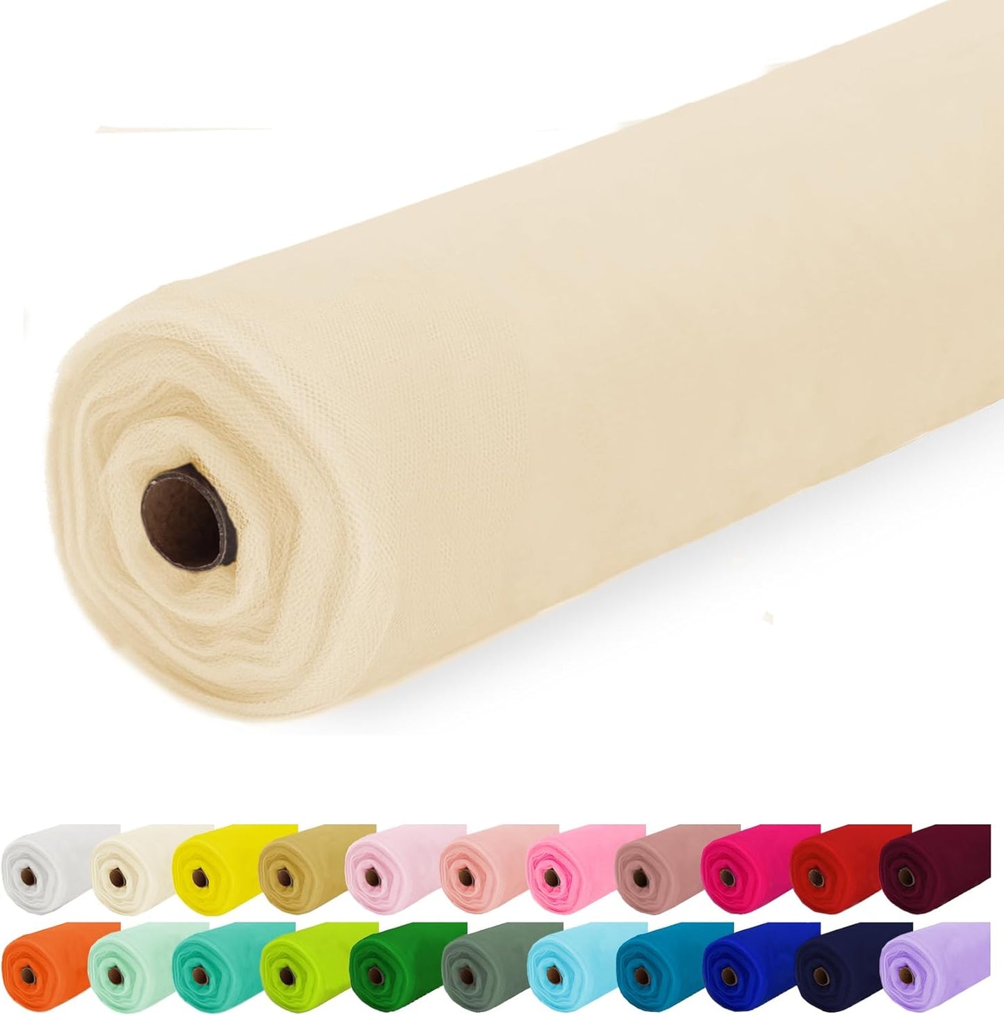 Tulle Fabric Roll, 54" x 10 Yards (30FT) Tulle for Wedding Christmas Decorations Pew Bow Tutu Party Backdrop Baby Shower Table Skirts Gift Wrapping Garden Netting (Soft Sand)