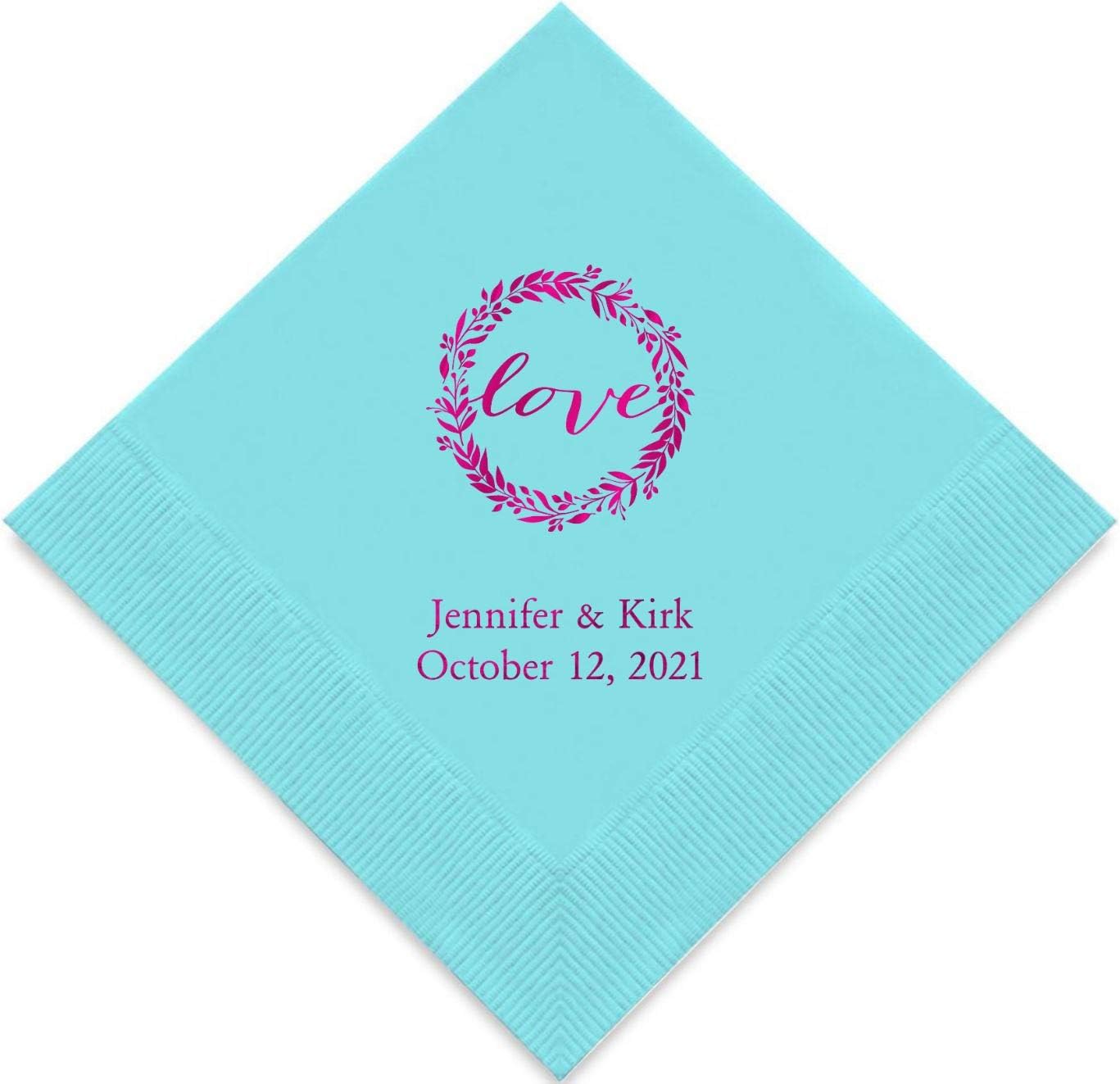 Weddingstar Personalized Printed Paper Napkins 3-Ply 50 Pack - Cocktail Sea Blue