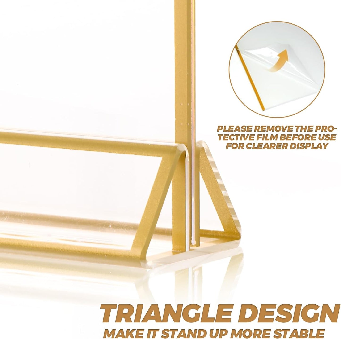 12 Pack Gold Acrylic Sign Holder 4x6 Picture Frame, Double Sided Gold Table Number Holder 4x6 Display Stand for Wedding, Home, Offices