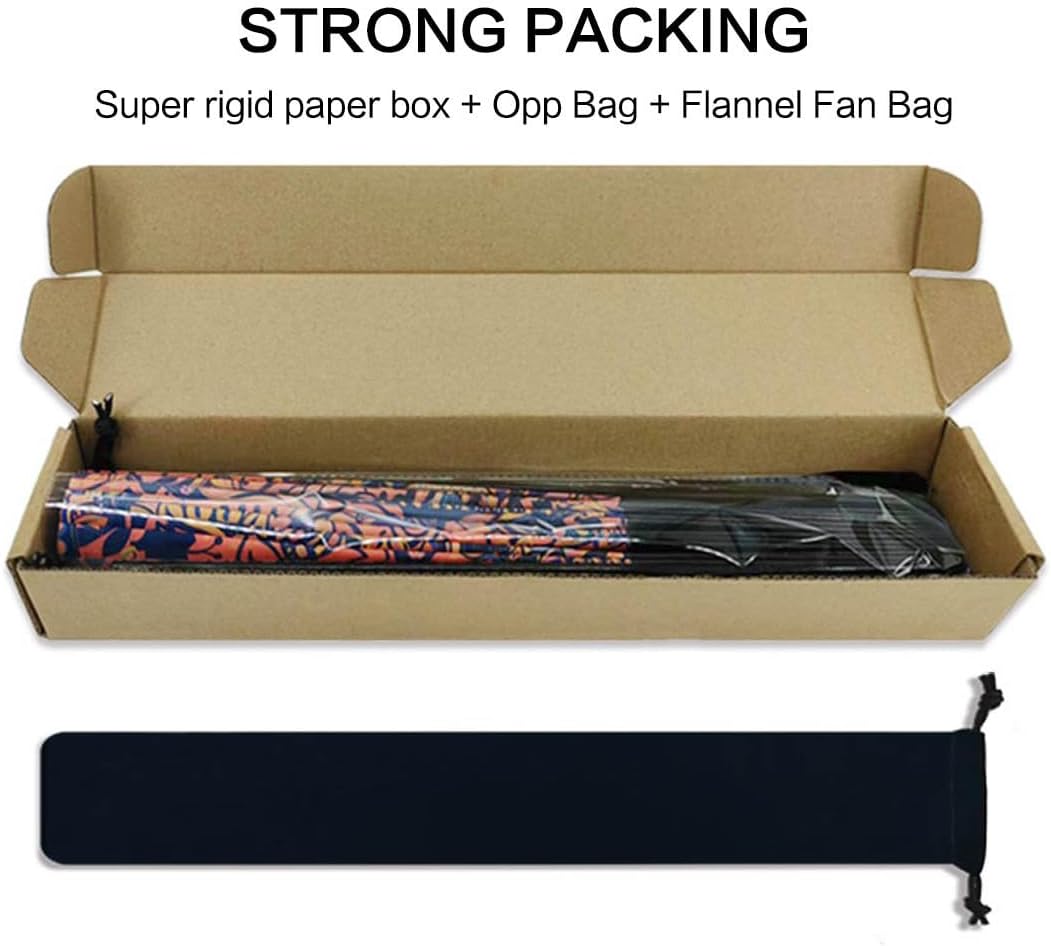 UV Glow Rave Fan, Bamboo Folding Clack Hand Fans Foldable for Men Women, Boots on the Ground Poping Fan for EDM Festival Line Dance Decoration, (Mushrooms and Skulls, Large 13")