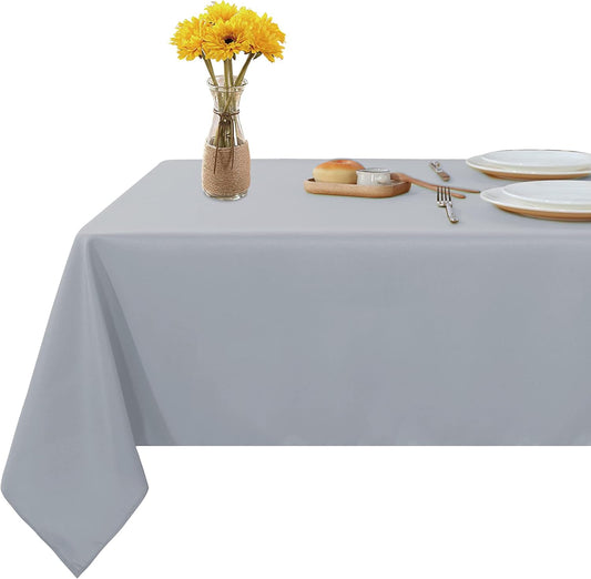 Fitable Rectangle Tablecloth 60x84 inch Tablecloth Stain and Wrinkle Resistant Washable Polyester Table Cloth for Buffet Parties and Camping Silver