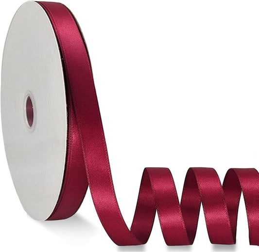 Wine Red Satin Ribbon Double Faced Satin 1/2 inch x 55 Yards Polyester Ribbon for Gift Wrapping Crafts Wedding Decoration Bows Ornaments Party Bouquet Floral Arrangement