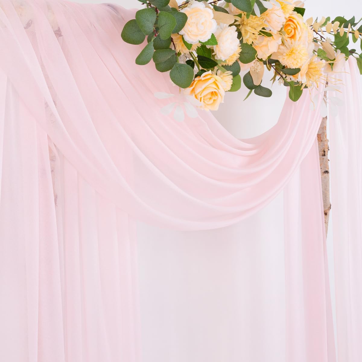 Socomi Blush Pink Wedding Arch Draping Fabric 29" x 20Ft 1 Panel Sheer Outdoor Curtain Drapes Extra Long for Bridal Baby Shower Ceremony Birthday Party Decor