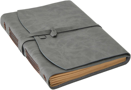 Leather Journal Notebook - Genuine Leather Journals for Writing 8x10 Inches Large Size Vintage Journal For Men and Women, Artist,Travel Journal,Grey