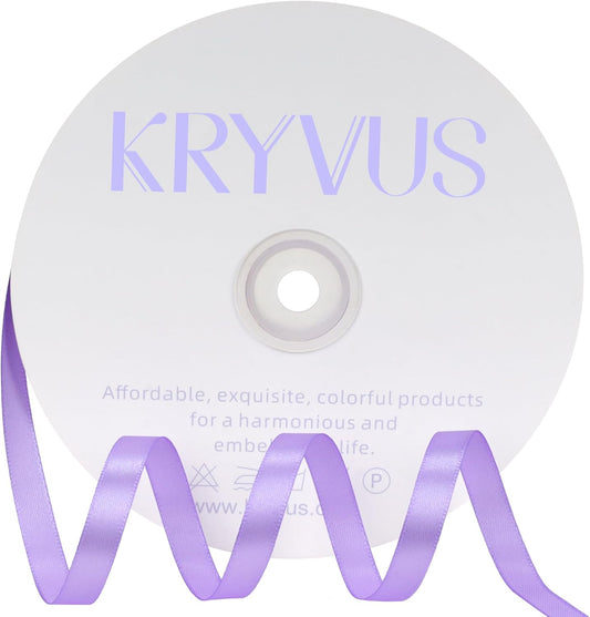 Light Purple Satin Ribbon 3/8 inch X Continuous 100 Yards, Single Face Polyester Ribbon Perfect for Gift Wrapping, Flower Bouquet, Wedding Decor, Crafts, Bow Making, Sewing and More