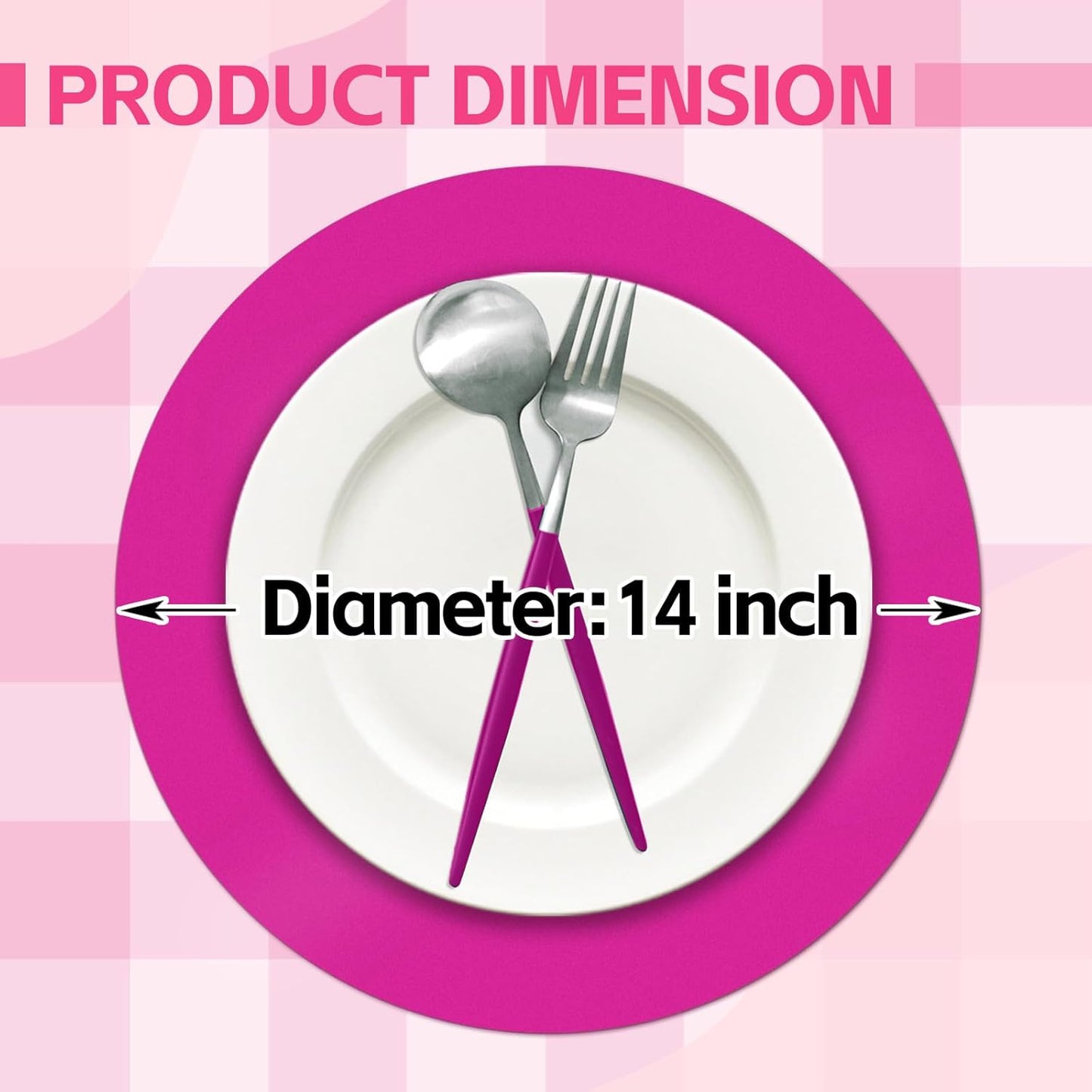 50 Pieces Hot Pink Paper Place Mats Round Disposable Table Mats Decorative Placemats for Wedding Bridal Shower Hot Pink Birthday Party Dining Decor