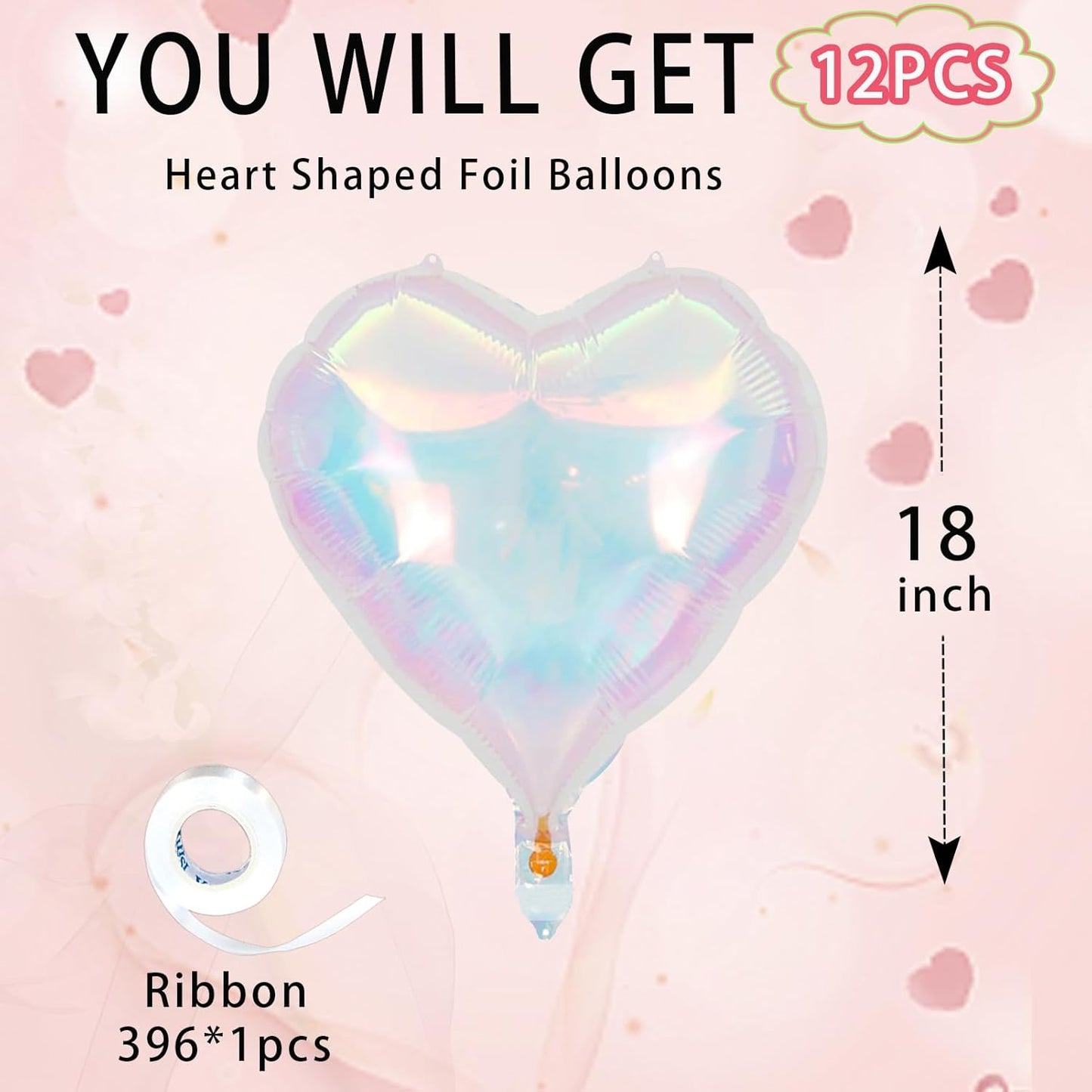 Colorful Heart Ballloons,18 Inch Bright Silver Foil Love Heart Shaped Balloons 12Pcs Silver love balloon for Baby Shower Birthday Party Wedding Engagement Valentines Day Decorations