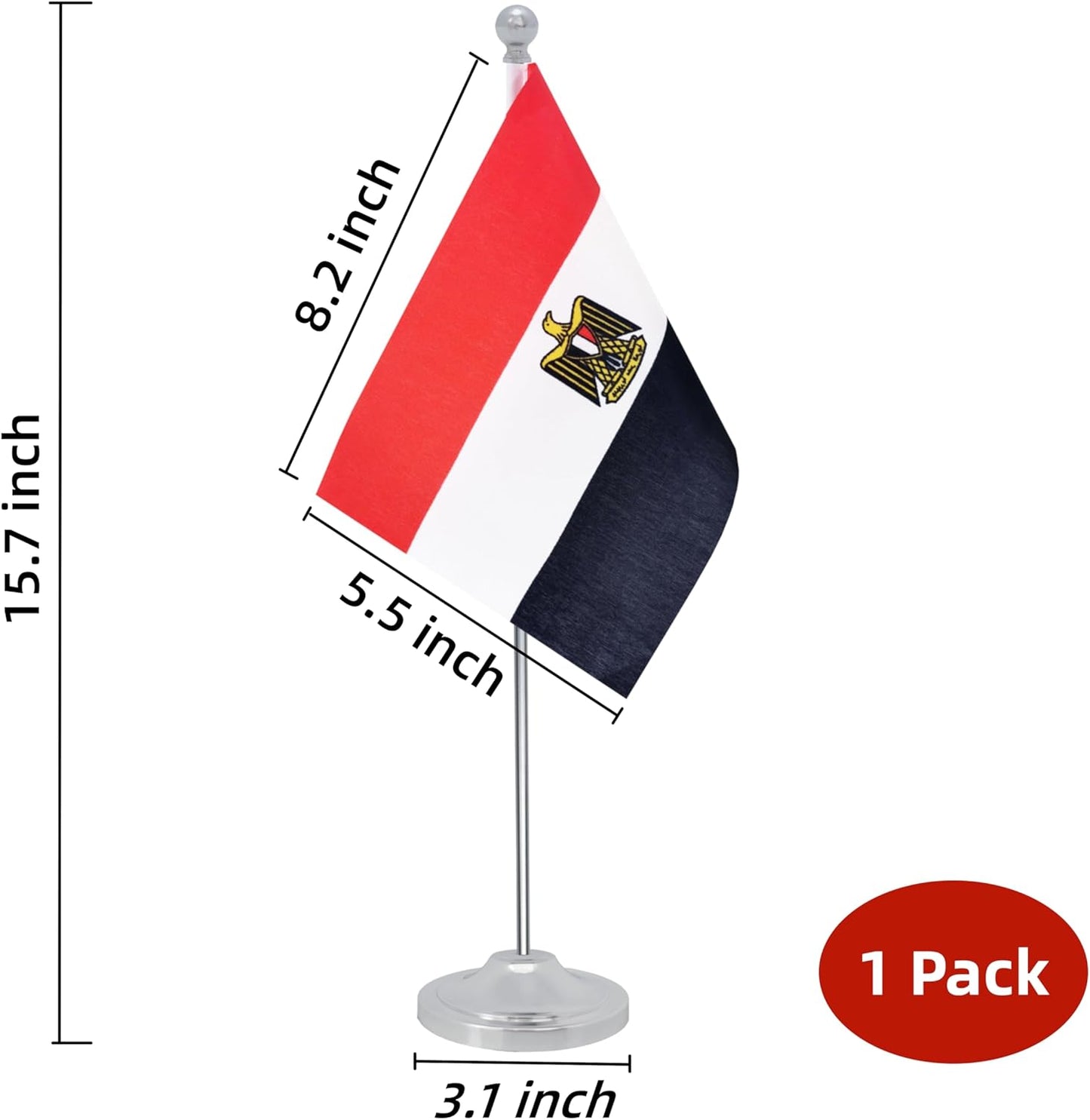 Egypt Desk Flag, Egyptian Table Office Flag with Metal Pole and Stand Base, International Country Flags, Festival Event Celebration, Classroom Meeting Desktop Decor (Egypt)
