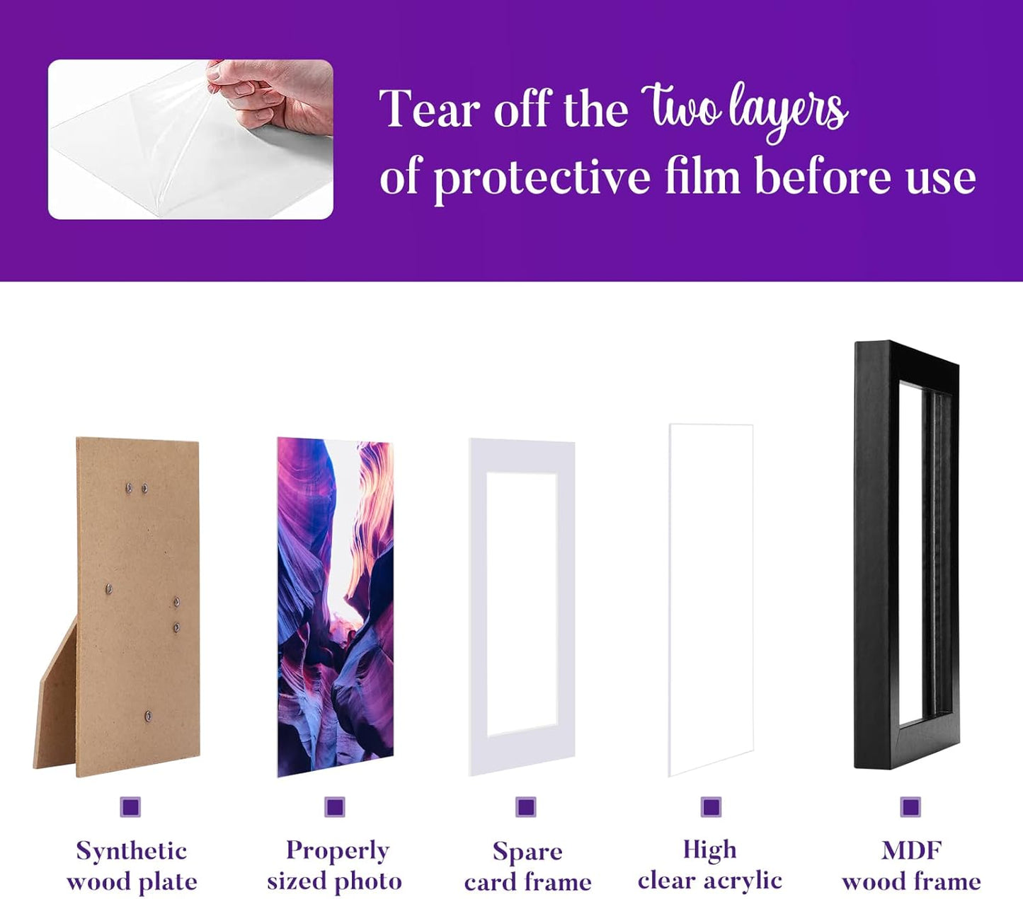 TWING 8x10 Picture Frames Set of 6, Photo Collage Frame For Wall Gallery Wall Frame Set Black Composite Wood