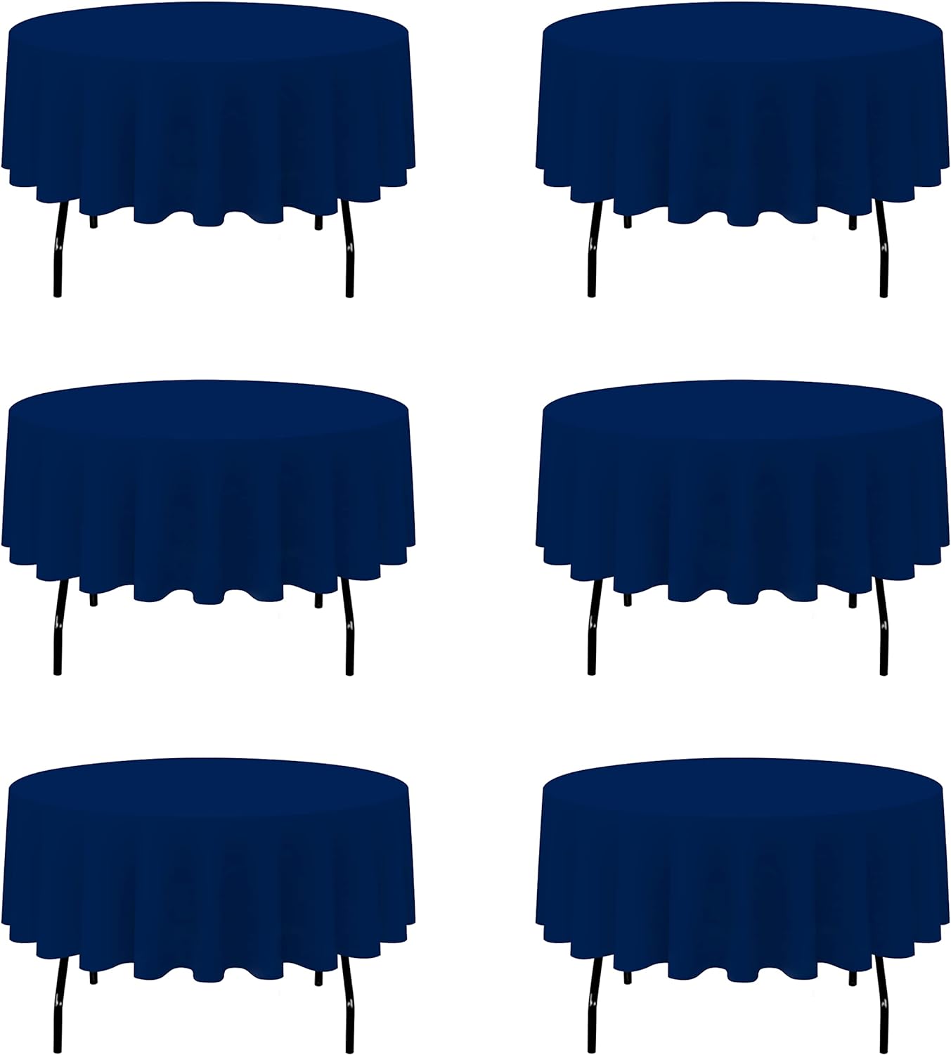 BRILLMAX 6 Pack Navy Blue Round Tablecloths 90 Inch - Circle Bulk Linen Polyester Fabric Washable Table Cloth Cover for Wedding Reception Banquet Birthday Party Buffet Restaurant