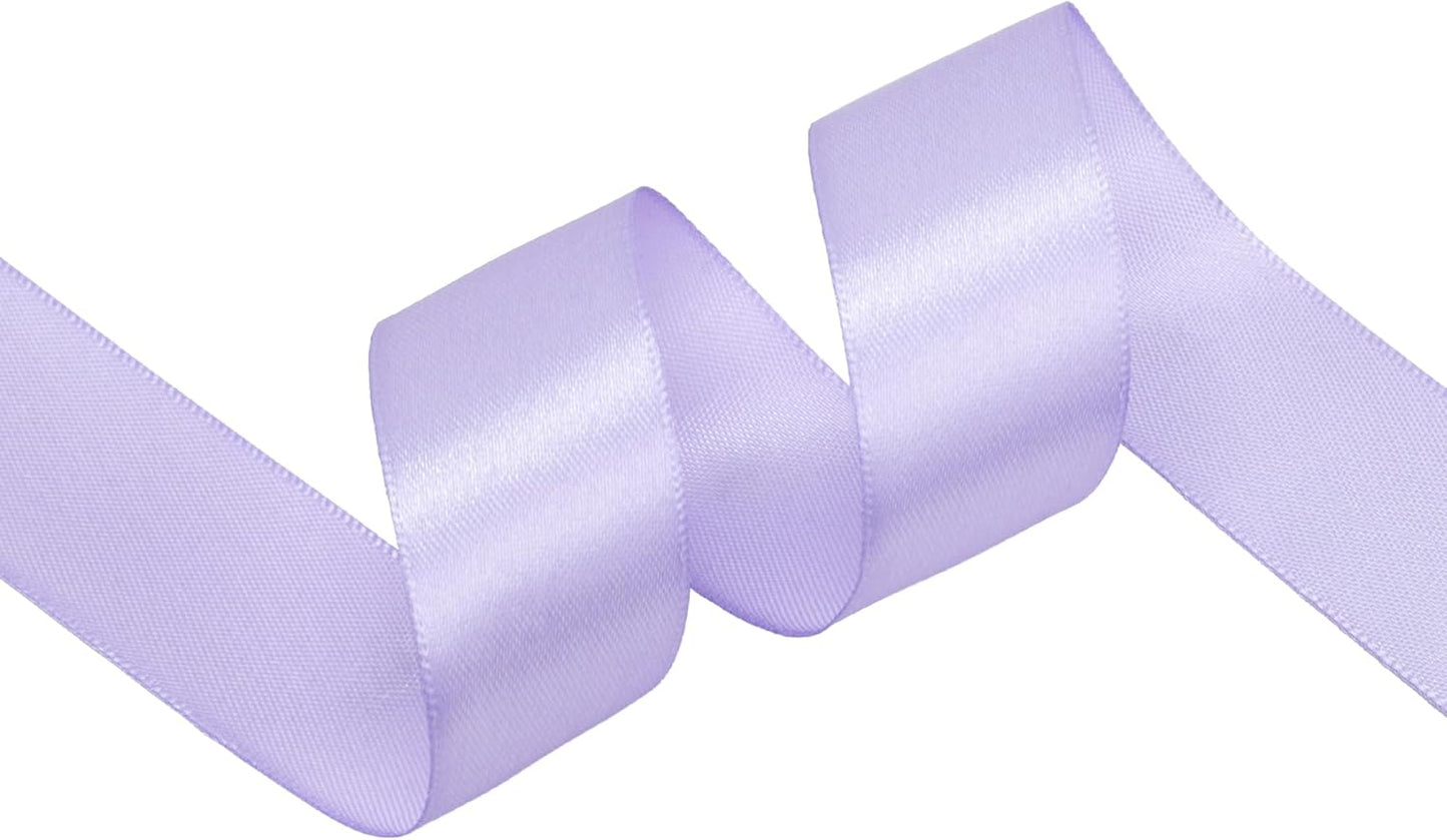 Lavender Satin Ribbon 1 inch X Continuous 50 Yards, Single Face Polyester Ribbon Perfect for Gift Wrapping, Flower Bouquet, Wedding Decor, Crafts, Bow Making, Sewing and More