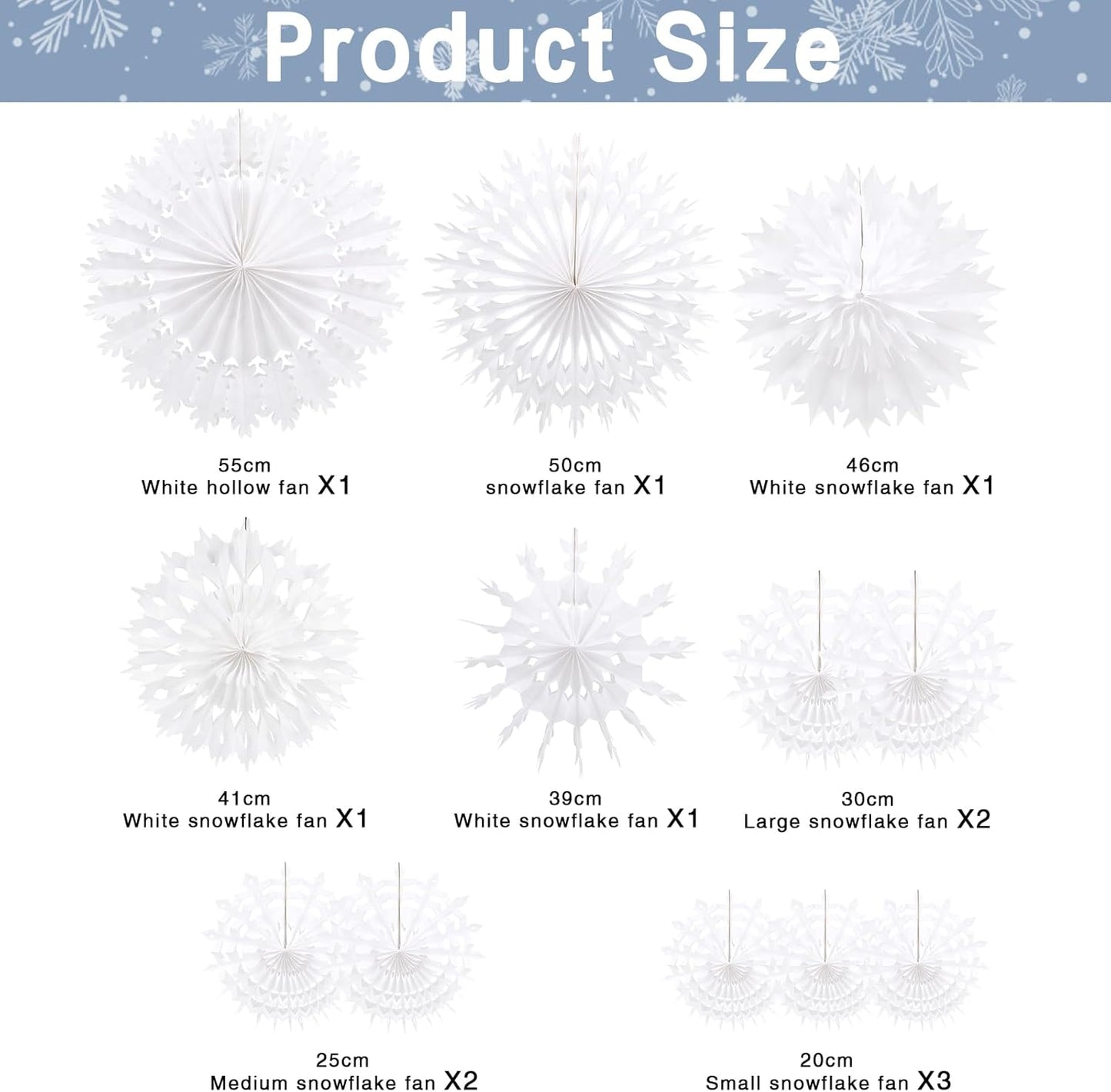 BestoFun 12 PCS White Paper Snowflake Decorations Frozen Birthday Party Supplies Winter Wonderland Party Decorations Christmas Large Snowflake Decorations Hanging Snowflake Decorations