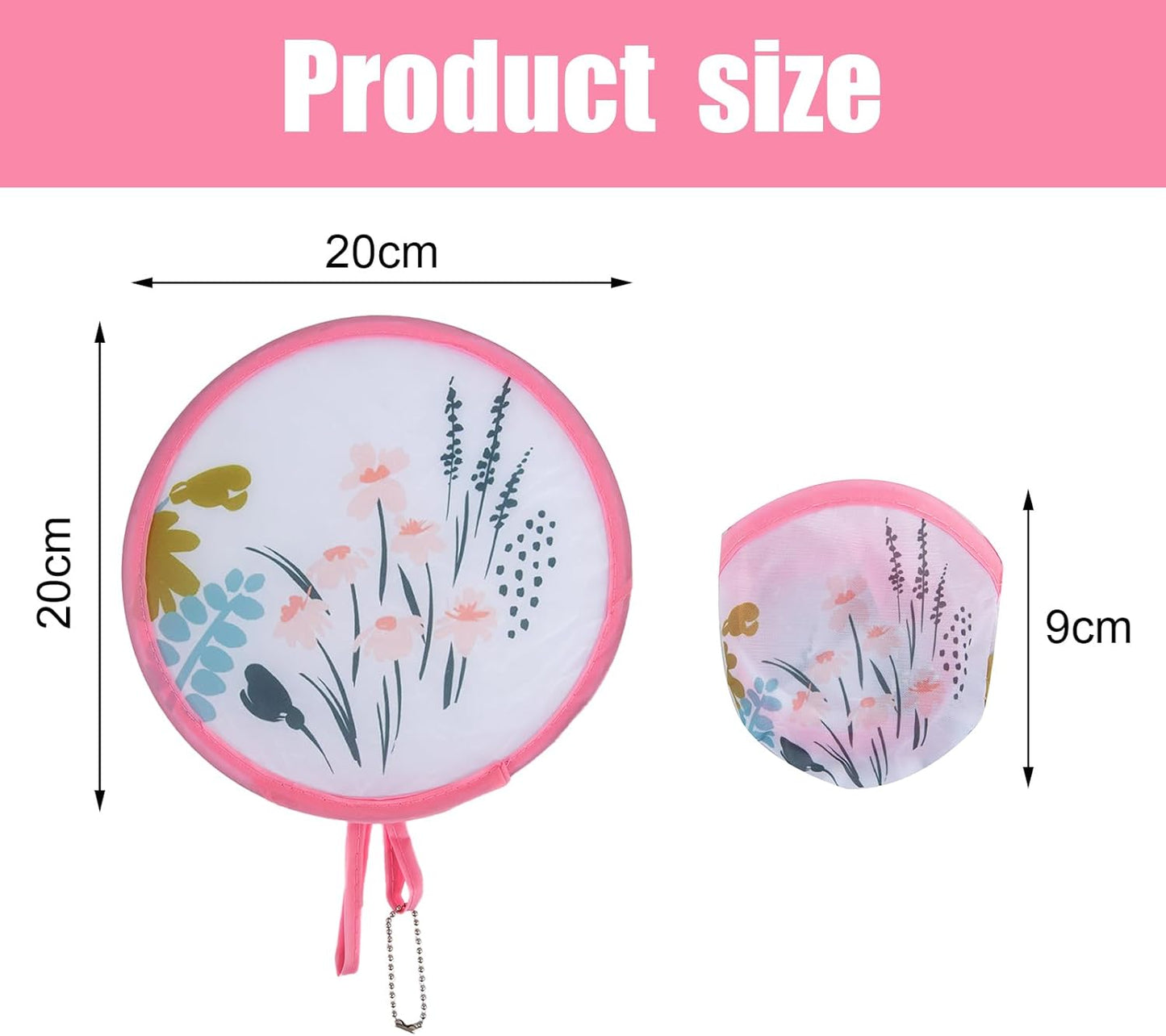 4 Styles Flower Round Foldable Hand Fan Japanese Foldable Fan Style Handheld Foldable Compact Cooling Fans,Round Folding Fan for Outdoor Games,Xmas Decoration,Festival,Party Favors,Travel,Events