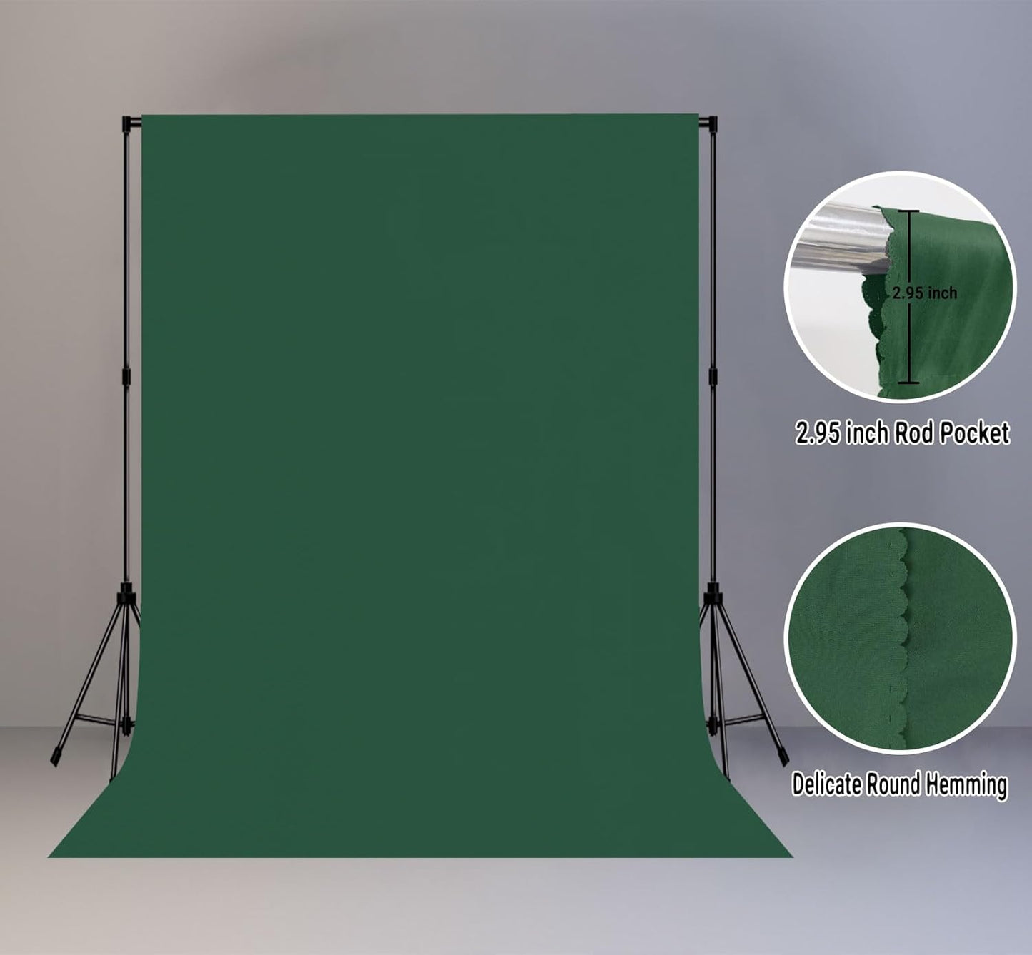 Dark Green Screen Backdrop 5x7FT Photography Green Background for Streaming Zoom, Photo Studio, Collapsible High Density Screen for Video Photography