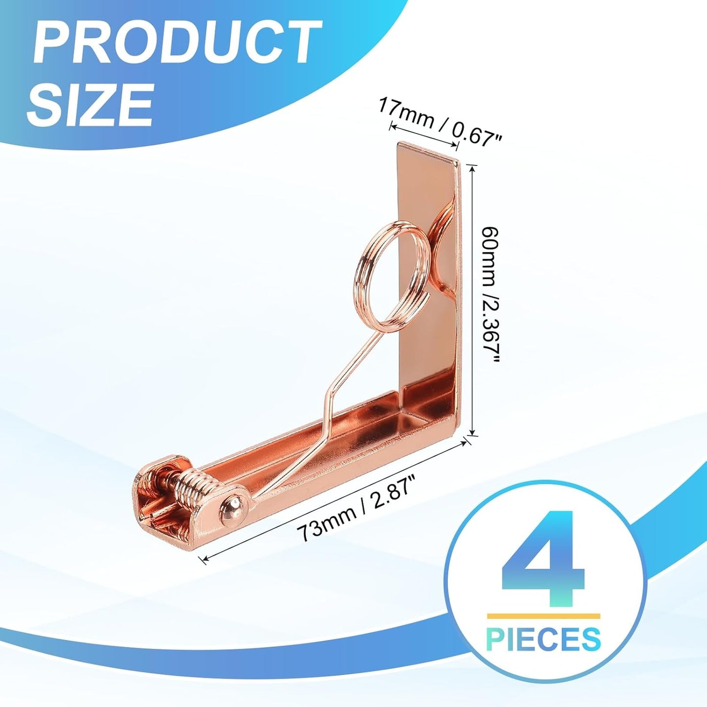 uxcell 4 Pack Tablecloth Clips, Stainless Steel Table Cloth Cover Clamps, 2.87" x 2.36" Windproof Holder Clips for Home Party Picnic Wedding Camping Dining Tables, Rose Gold