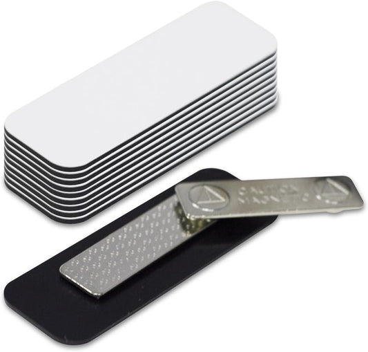 Name Tag/Badge Blanks - 10 Pack - White 1" X 3", Round Corners, Magnetic Backing