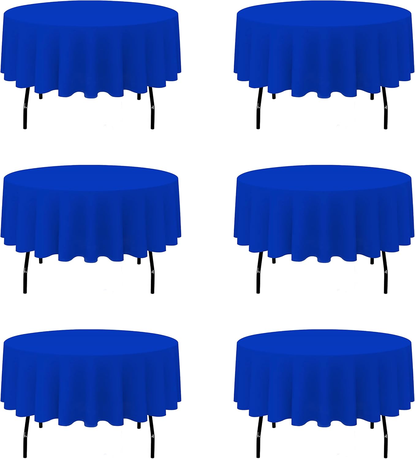 BRILLMAX 6 Pack Royal Blue Round Tablecloths 90 Inch - Circle Bulk Linen Polyester Fabric Washable Table Cloth Cover for Wedding Reception Banquet Birthday Party Buffet Restaurant