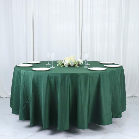 Efavormart Round Tablecloth, 108 Inch Stain & Wrinkle Resistant Washable Table Cloth, Decorative Polyester Fabric Table Cover for Banquet, Wedding, Dining- Hunter Green