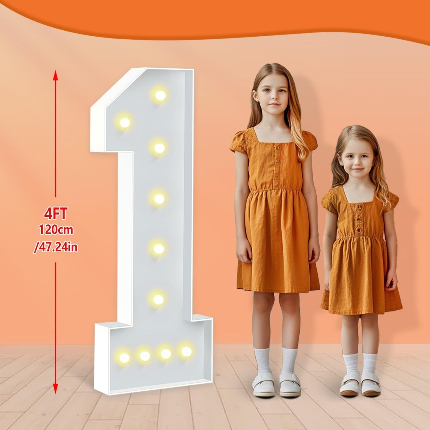 4FT Marquee Light Up Numbers, LED Giant Mosaic Numbers 1 for Balloons 1st 12th 16th Birthday Backdrop Baby Shower Anniversary Decorations Party Wedding Decor, Pre-Cut Foam Frame Kit