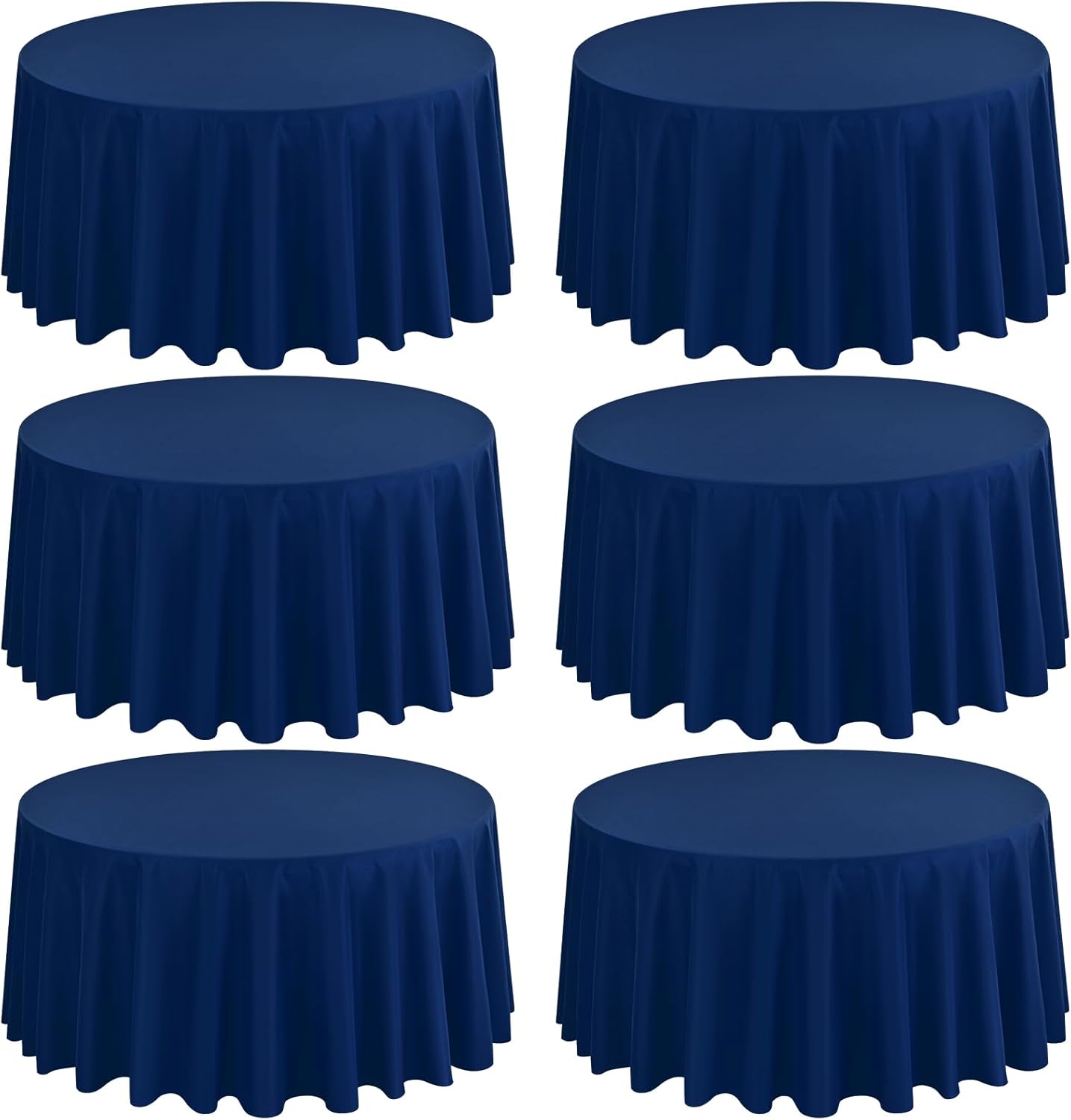 6 Pack Round Tablecloths - 120 Inch, Navy Blue Polyester Table Cover for Round Table, Stain and Wrinkle Resistant Washable Fabric Table Cloth, Polyester Tablecloth for Wedding Banquet Parties