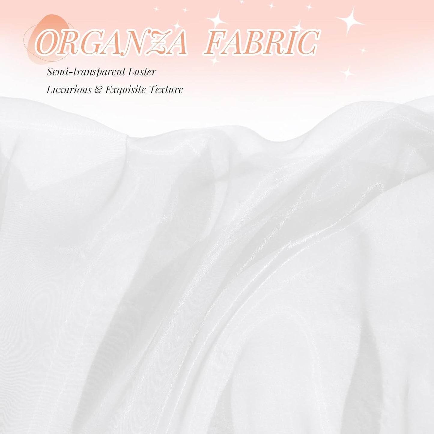 P Pothuiny Sheer Organza Fabric by The Yard, 10 Yards x 60 Inch Wide Bridal White Organza Tulle Fabric Roll Shiny Gauze Fashion Dress Sewing Craft for Wedding Party Decorations Backdrop