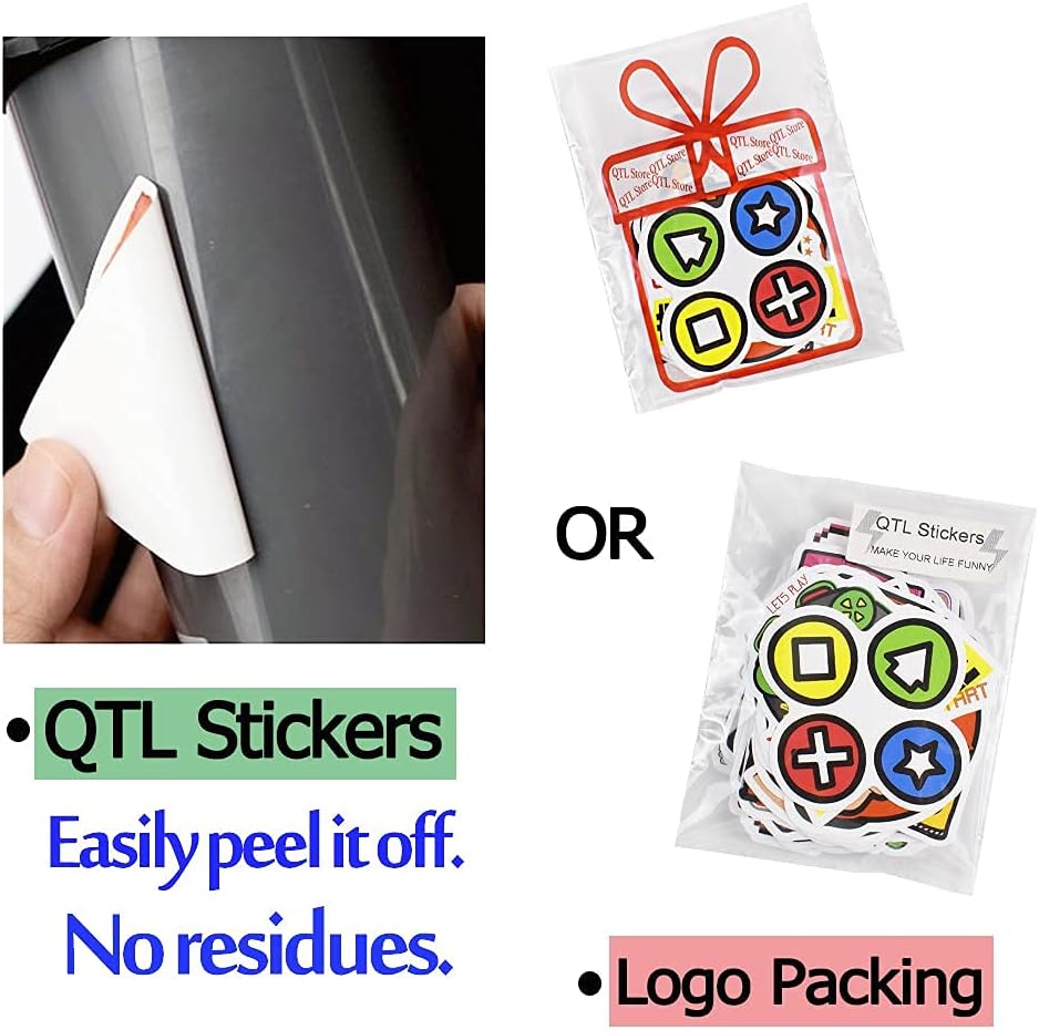 QTL Classic Gaming Stickers for Kids Video Game Stickers for Water Bottles Laptop Gamer Adults Waterproof Vinyl Packs 50Pcs