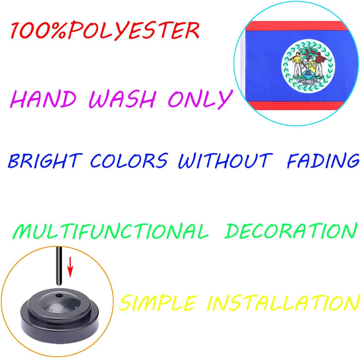 WXTWK 2 Pack Belize Flag Belize Desk Flag Set - Mini Small Belizeans Table Office Flags with Black 12" Solid Pole Stand Base Classroom Meeting Desktop Decorations