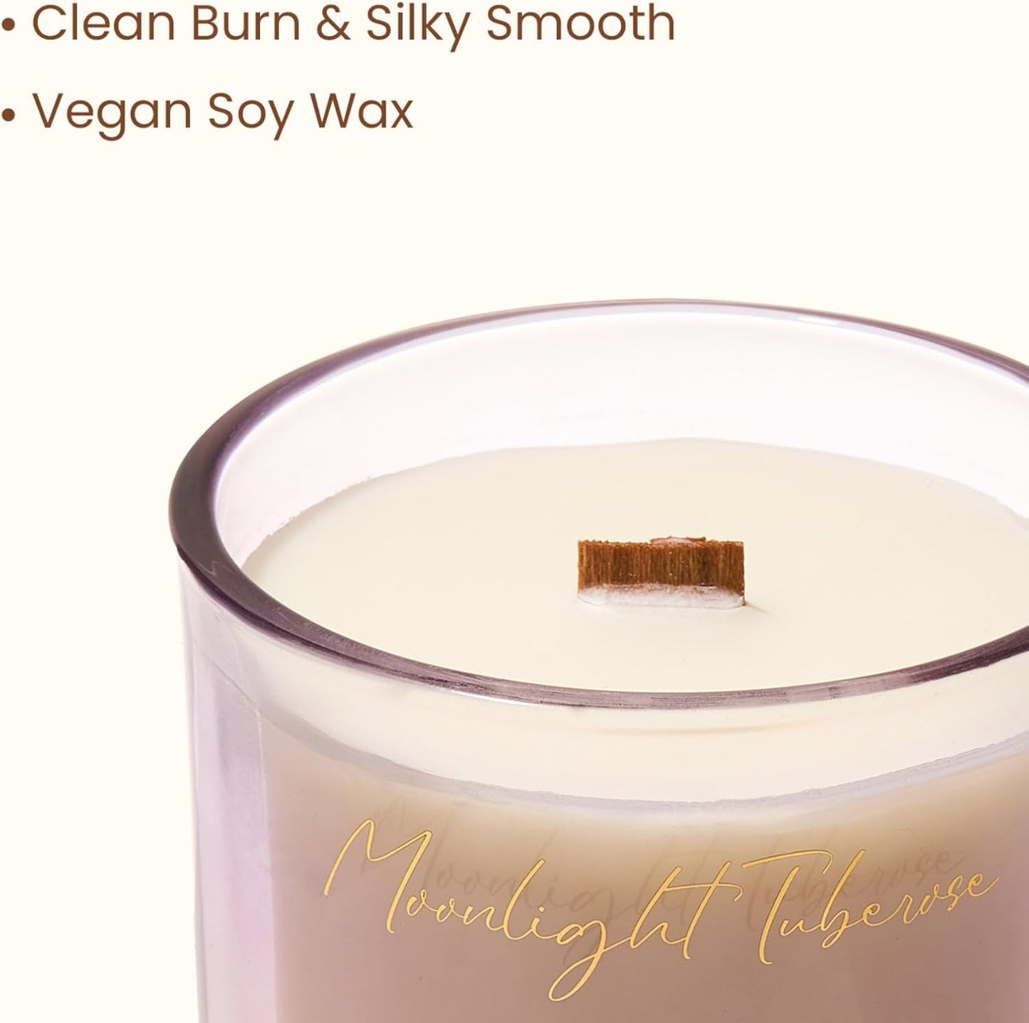 M&SENSE 9.88oz Natural Soy Wax Jar Candle with Wooden Wick | Moonlight Tuberose Scent | 55-Hour Burn & Long-Lasting Burn | Housewarming Gift for Men and Women