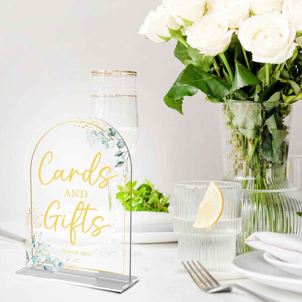 2-Piece Acrylic Wedding Sign Set for Ceremony & Reception - 5x7 Inch clear Guest Book, Cards & Gifts, Please Sign Our Guest Book - Wedding Decor Bundle