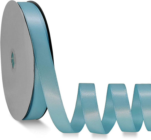 Light Blue Satin Ribbon Double Faced Satin 1/2 inch x 55 Yards Polyester Ribbon for Gift Wrapping Crafts Wedding Decoration Bows Ornaments Party Bouquet Floral Arrangement