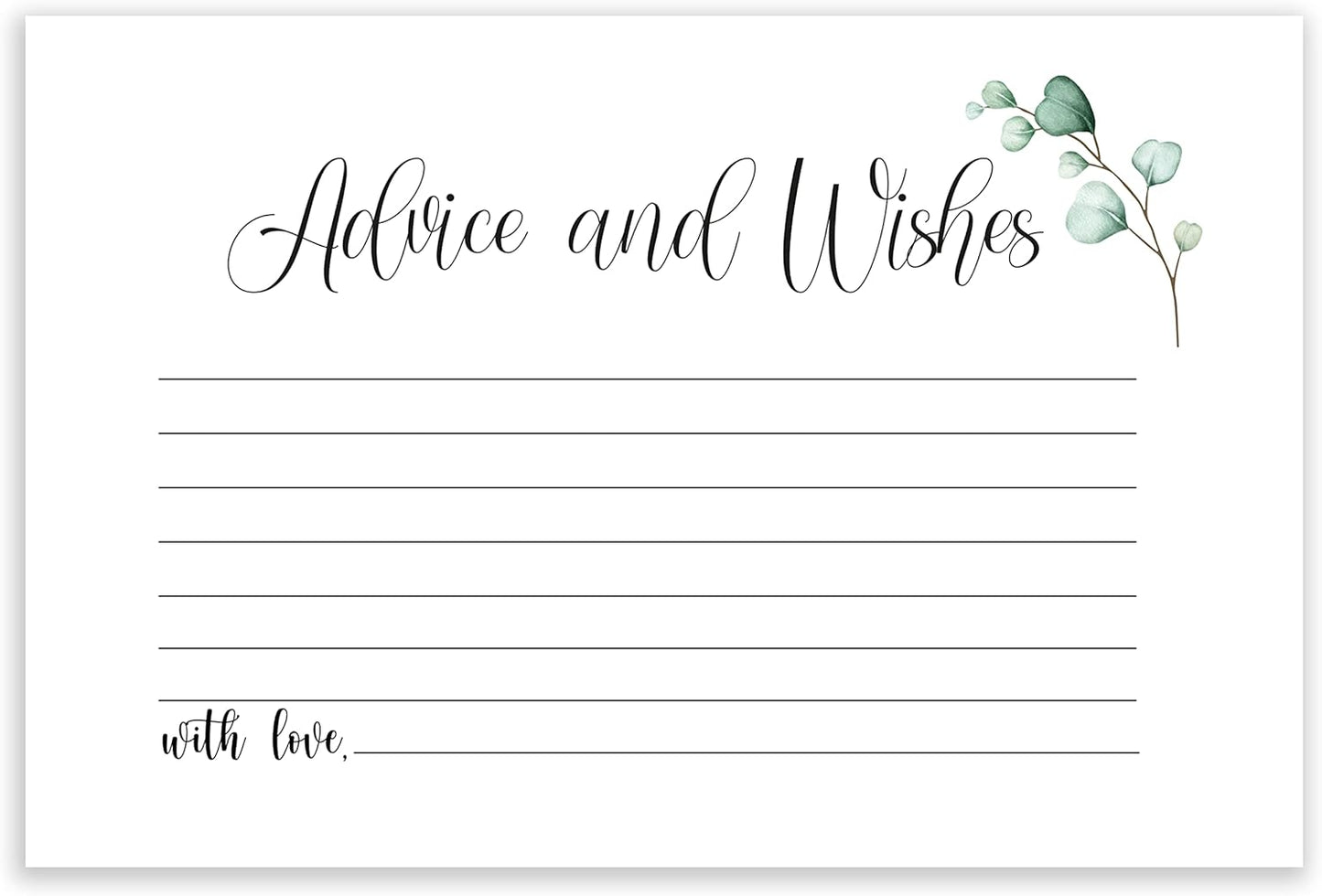 Watercolor Advice and Wishes Cards, 50 Pack, Double Sided, 4x6, Uncoated, Heavyweight Card Stock, Ideal for Weddings, Wedding Receptions, Bridal Showers, Baby Showers, other Parties and Celebrations