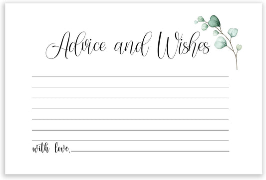 Watercolor Advice and Wishes Cards, 50 Pack, Double Sided, 4x6, Uncoated, Heavyweight Card Stock, Ideal for Weddings, Wedding Receptions, Bridal Showers, Baby Showers, other Parties and Celebrations