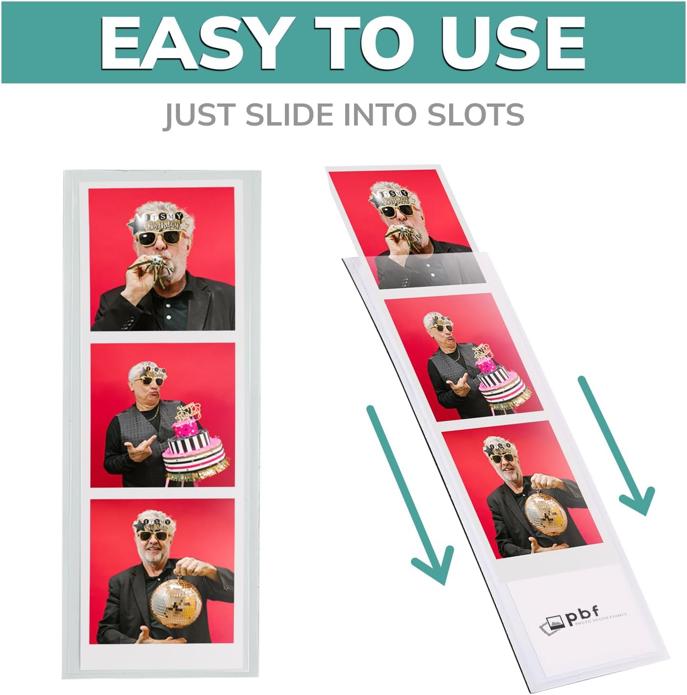 pbf PHOTO BOOTH FRAMES 2x6 Magnetic Picture Frames for Refrigerator | 2 x 6 Clear Magnetic Vinyl Frames for Photo Strips for Fridge (200-Pack)