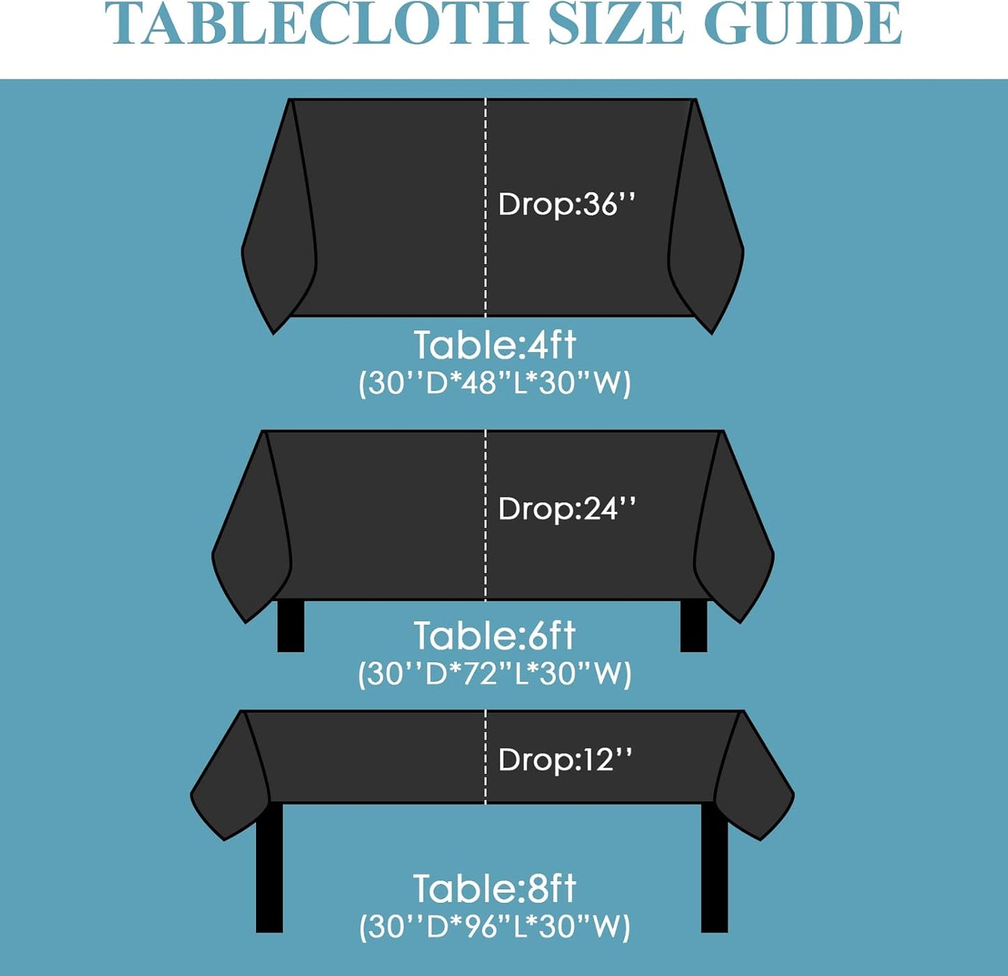 VidaFete Tablecloth 60 * 120inch 10pack Rectangle Table Cloth Polyester, Stain Wrinkle Resistant Dining Table Cover for Kitchen Dinning Party Wedding Rectangular Tabletop Buffet Decoration(Black)