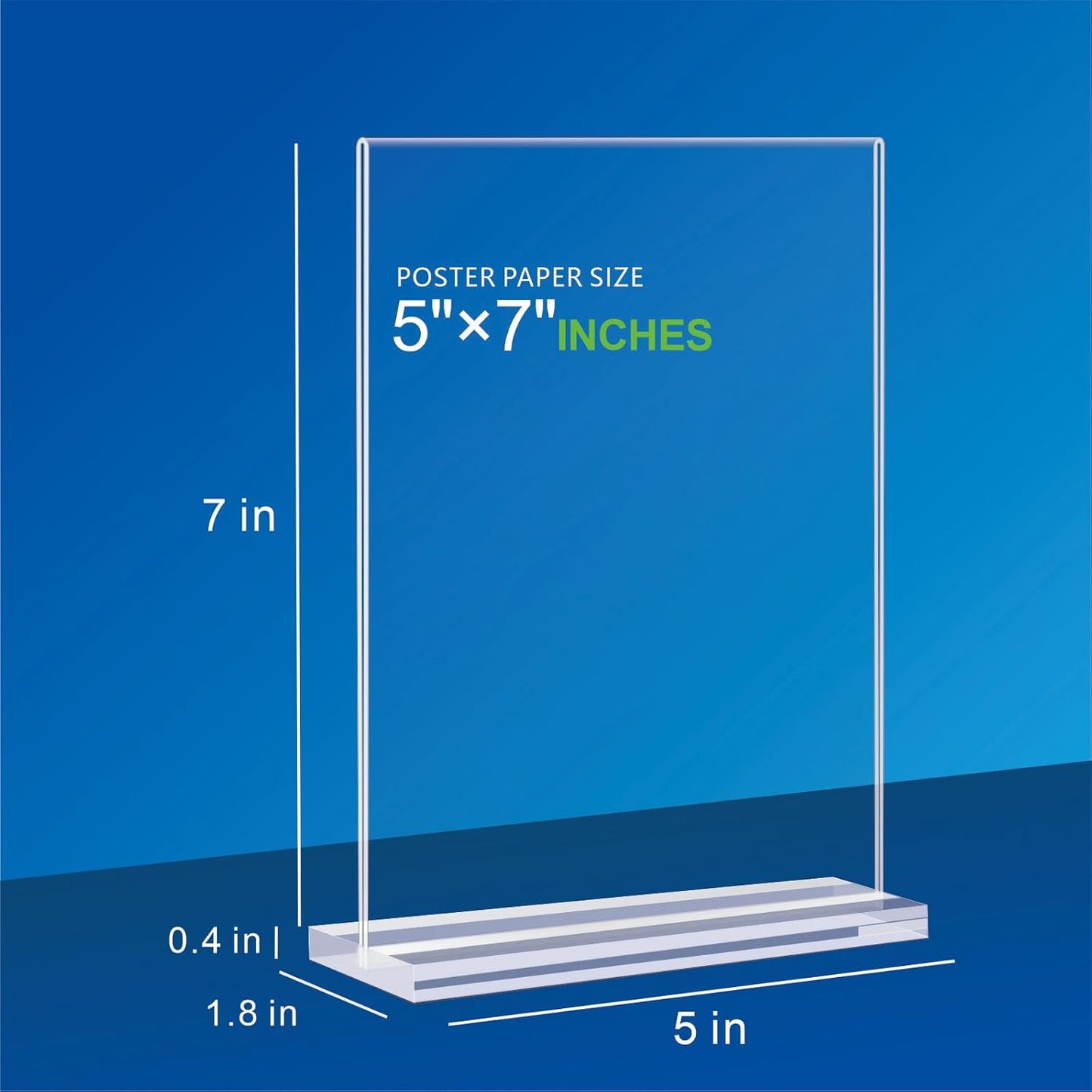 Acrylic Sign Holder 5x7 - 11 Pack Clear Display Stand Vertical Picture Holders for Tables, Double Sided T Shape Flyer Holder Plastic Picture Frame Sign Holder for Store,Restaurants,Hotels,Office