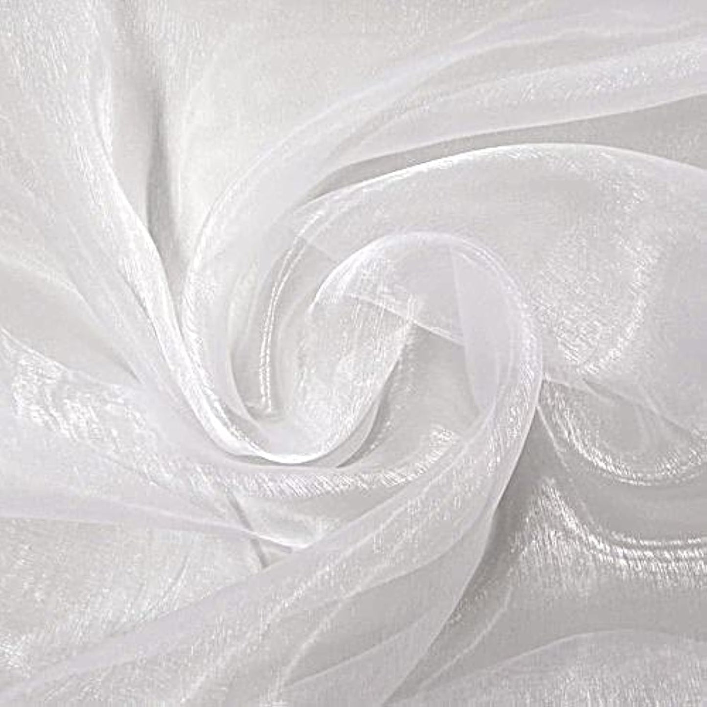 VDS White Organza Fabric, 10 Yards Continuous, 45” Wide, Wedding Party Decoration Iridescent Crystal Sheer Shiny Organza Tulle Bridal Dress DIY Crafts Costume Sewing Backdrop Arch Cloth