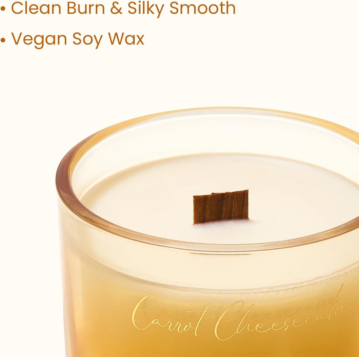 M&SENSE 9.88oz Natural Soy Wax Jar Candle with Wooden Wick | Carrot Cheesecake Scent | 55-Hour Burn & Long-Lasting Burn | Easter Candle Gift