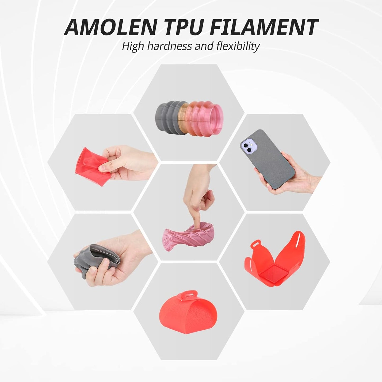 AMOLEN TPU 3D Printer Filament 1.75mm, Flexible Soft TPU 3D Printing Filament Supports High Speed, 1kg Spool(2.2lbs), Purple